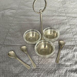 Arte Italica pewter condiment caddy with spoons